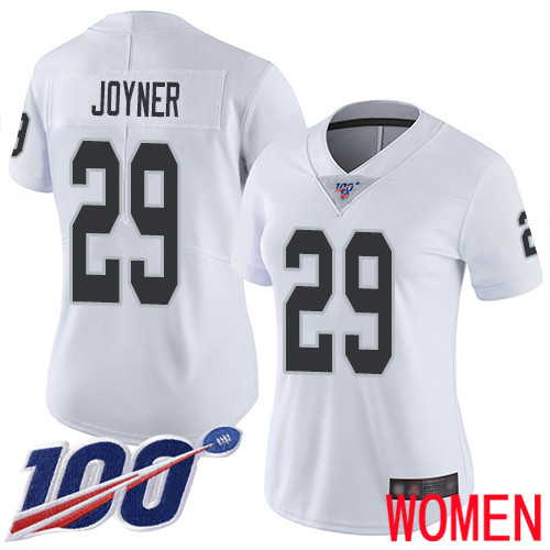 Oakland Raiders Limited White Women Lamarcus Joyner Road Jersey NFL Football #29 100th Season Jersey->women nfl jersey->Women Jersey
